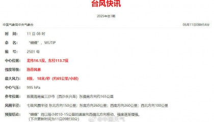 中央气象台:今年第1号台风“蝴蝶”生成