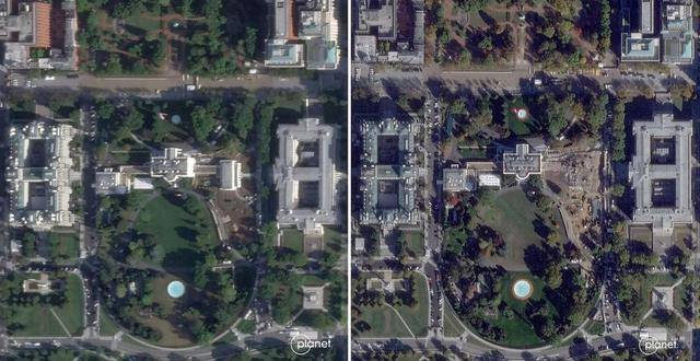 白宫东翼整体建筑全拆卫星图曝光！美媒：“瞬间抹去一个多世纪的历史”